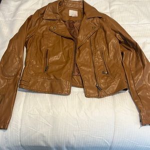 Bongo Faux Leather Brown Jacket Moto Style